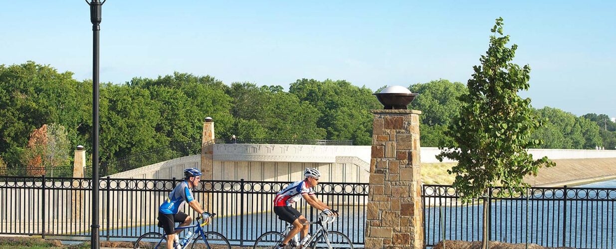 bikers on trail at White Rock Lake